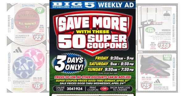 Big 5 Ad (4/19/24 – 4/21/24) Weekly Sales Ad Preview